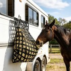 37  30 black Slow Feed Hay Net For Horses 2  Holes Horse Goat Sheep Donkey Feeder