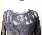Adriana Papel Party Gala Dress   Formal Gown W  Train 3 4 Sl  Gray Lace Sz  4   