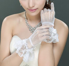 Short Lace Mesh Gloves Tulle Border Wedding Opera Tea Party Gloves For Women