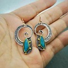 Silver Turquoise Crystal Earrings Pearl Ear Hook Dangle Drop Gift Jewelry