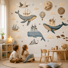 Whale Underwater Wall Sticker Watercolor Kids Nursery Room Wall Decor Decal  Art