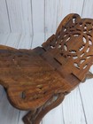 Vintage Teak Wood Leaf Book Holder Folding Bible Cookbook Stand Hand Carved 
