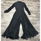 Vtg Miss Elliette California Sz 10 Black Pleated Jumpsuit Wide Leg Sheer Sleeve