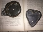 2  Aafa Antique Primitive  make Do  Tin Cookie Cutters 1900 s heart   Round Ooak