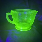 Vintage Green Uranium Vaseline Depression Glass Footed   Ribbed Measuring Cup