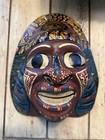 Pair Vintage 6 5    Peruvian Balsa Wood Masks - Hand Painted Smiling Inca Folk Art