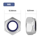M6-1 Nylon Insert Lock Nuts 100 Pcs 304 Stainless Steel Coarse Thread Nylock