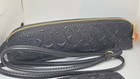 Coach Cf467 Signature Leather Pencil Case Id Lanyard Set Black Gold 
