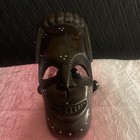 African Tribal Wood Large 11 face Mask Hand Carved Vintage Wall Decor Heavy Art
