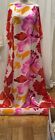 100  Silk Charmeuse Stunning Large Floral Pink Red Orange Fabric By The Yard 44 