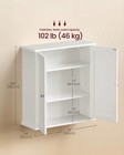 White Bathroom Wall Cabinet Hanging Medicine Storage 2-door Farmhouse Cupboard