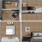 15 8  X 118  Wood Slat Wall Panels Self Adhesive Acoustic Wallpaper Modern Decor