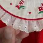 Vintage Baby Togs Red Velour Holiday Dress Floral Embroidered Eyelet Collar 6-9m