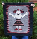 Vintage Navajo Rug - Pictorial - Single Yei Figure - Feathers - 25 5  X 23 