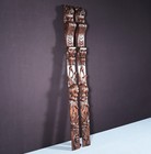 42  Pair Of French Antique Solid Oak Highly Carved Wood Trim Posts With Lions