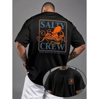 Men s Octopus Print Round Neck Tee  Fashion Casual Short Sleeve T-shirt 
