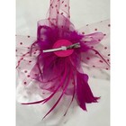 Fuchsia Fascinator Hair Clip Feather Pearl Polka Dot Mesh Tea Party Royal Luxury