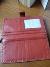 Vtg Carla Mancini Pebbled Italian Leather Wallet  Stitched  Burnt Orange  Zipper