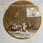 Antique French Transfer W pedestal Bowl Sepia Scene Moral Philosophy Gold C 1850
