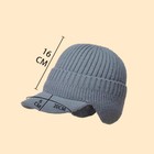 Men Women Knit Hat Winter Warm Stretch Beanie Ear Flaps Cap Outdoor Brim Ski Hat