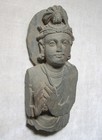 Ancient Gandharan Schist Stone Sculpture Bust Of Bodhisattva  Circa 200 Ad