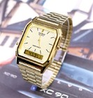 Casio Aq-230ga-9d Unisex Square Vintage Gold Metal Wrist Watch