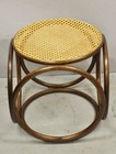 Vintage Mid Century Modern Thonet Bentwood Cane Top Round Stool