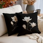 Magnolia Floral Throw Pillow Covers 18x18 Inch  Set Of 2 Vintage Floral White   