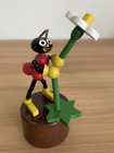 Vintage Wooden Push-up Puppets Dancing Bees   Ant Holding A Flower Set Of 2