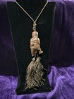 Vintage antique Chinese Wooden Hand Carved Pendant Necklace Toggle Thread Chain
