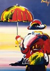 Peter Max  umbrella Man At Sunset  Custom Framed Print Art Pop Psychedelic 
