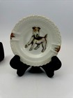 Wire Hair Fox Terrier Ceramic Ashtray Trinket Holder Gold Color Trim Brown White