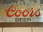 Vintage 1987 Coors Beer Sign Mirror Wood Frame Silver   Gold Mountains 27    X 17   