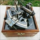 Nautical Brass Astrolabe German Marine Sextant W designer Mirror Wooden Box Gift