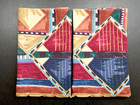 Abstract Pillow Shams 2 Standard Geo Burgundy Blue Green 80s Dan River Bedding