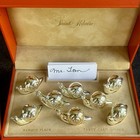 Vintage Saint Hilaire Paris Snail Place Card Holders Set 8 Gold Tone Rare W box