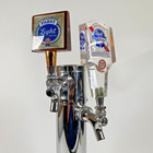 Chrome Dual Tap Beer Tower Bar Top Beer Tap Handle Display With Wood Base