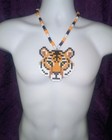 Tiger Perler Bead Kandi Necklace-edc-rave-festival-plur-edm