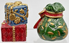 Vintage 2000 Fitz And Floyd Christmas Presents Santa Bag Salt   Pepper Shakers