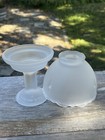 Vintage Satin Frosted Glass Fairy Lamp 2 Piece Candle Holder Tea Light Taiwan