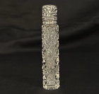 Antique Victorian Cut Glass Lay Down Perfume Bottle With Sterling Silver Top