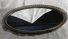Vanity Mirror Dresser Make Up Perfume Tray Gold Tone Filigree Velvet Bottom Vtg