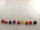 9 Vintage Bohemian Blown Glass Fruit  Amanita Mushroom Appetizer Cocktail Picks