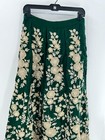 Women s Green Gold Satin Embroidered Indian Skirt With Beaded Drawstring