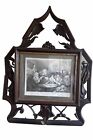 Rare Early Antique Folk Art Picture Frame Civil War Motif Hand Carved 41x33