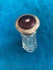 Antique Cut Crystal Perfume Scent Bottle W  Sterling   Enamel Cap Glass Stopper