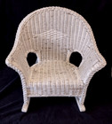 Vintage Child s 21 5  White Wicker Fan Back Rocking Chair