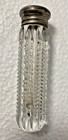 Antique Vintage Sawtooth Crystal Glass Snuff   Perfume Flacon Bottle Vial 3-1 4 