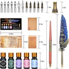 Quill Pen And Ink Set  Feather Set Including 22 Piece Blue 