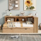 Solid Wood Daybed With Trundle Storage Bookcases Twin Size Sofa Bed Platform Bed